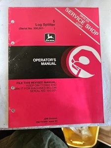 JOHN DEERE OPERATOR'S MANUAL 5 LOG SPLITTER OM-TY3991 ISSUE E0 Bin MR - Picture 1 of 4