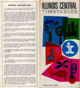 Illinois Central Timetables. Effective July 14, 1968. Illinois Central Railroad: - Bild 1 von 1