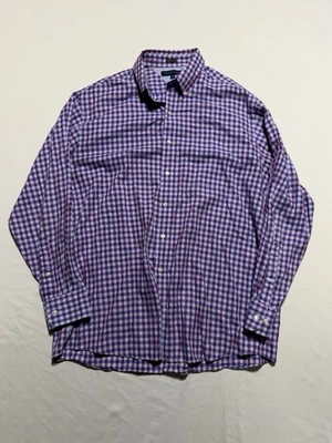 Camisa Tommy Hilfiger 17 Calce Regular Abotonada Púrpura Azul Cuadros 34-35 Para Hombres Foto 1 de 4