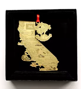 California Dreaming Brass Ornament City State Landmarks Personalize w Year Charm - Picture 1 of 22