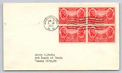 1937 DC FDC U.S. Army Military Generals Andrew Jackson + Winfield Scott #786 - Image 1 of 2