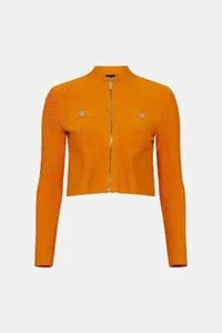 KAREN MILLEN CROP BANDAGE KNIT JACKET RRP £150 - Picture 1 of 2