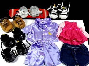 Build A Bear Accessory Mix Lot Snowboard Sneakers Boots + Clothes - Picture 1 of 7
