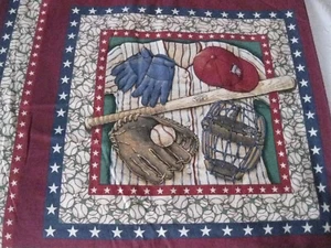 Pelota Base Jugador de Béisbol Equipo Deportivo Tela Algodón 35X22" Panel Primavera De Colección - Imagen 1 de 3