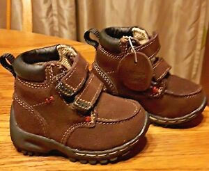 NWOT TODDLER Boots CHILDREN'S PLACE Sz 3 Brown LEATHER Outdoor Shoe Camping EASY