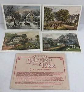 Vintage Currier & Ives American Homestead Four Seasons Lithographs 5" x 7" 1980s - Picture 1 of 6