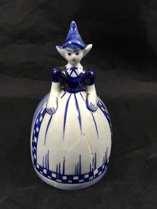 Delft Blauw Blue & White Dutch Maiden Bell Hand Painted *As Is with Crack* - Picture 1 of 12