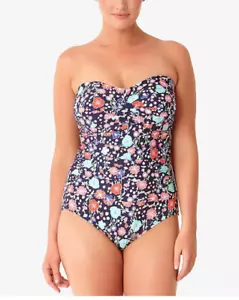 Anne Cole Plus Size Lazy Daisy Bandeau One-Piece Swimsuit 18P000560 Multi - Picture 1 of 2