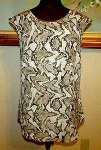 NWOT MICHAEL KORS SNAKE/REPTILE PRINT TOP W GOLD TONE LOGO EMBELLISHED NECK SZ S - Picture 1 of 7