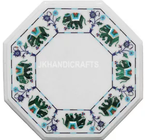 3'x3' Marble dining Table Top Side Table Semi precious Inlay Interior Home Decor - Picture 1 of 5