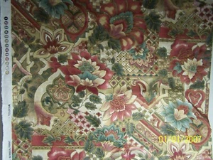 mill creek upholstery fabric Brown Tournai floral 100% cotton 1 3/4 yd. X 44" W  - Picture 1 of 3