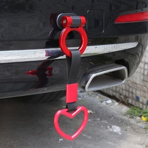 1PC Red Ring Heart Car Train Bus Handle Hand Strap Rear Bumper Car Accessories - Picture 1 of 11