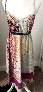 NEW XL SIMPLY VERA WANG Pink Animal Print Sun EMPIRE DRESS Boho Spaghetti Maxi V - Picture 1 of 11