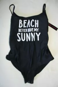 No Boundaries Juniors' Black Beach Sunny One-Piece Swimsuit ~M(7-9)~ - Picture 1 of 9