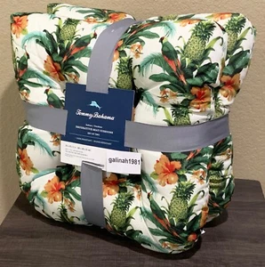 Tommy Bahama Set of 2 Indoor/Outdoor Chair Seat Cushions Tropical Floral Parrot - Picture 1 of 3