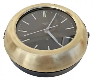 Retro WEMPE Wall Clock Brass Black Dialer Made in Germany - Picture 1 of 2