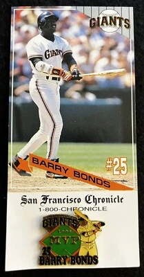 BARRY BONDS MVP 25 nuevo pin con tarjeta de respaldo SAN FRANCISCO GIANTS Crónica Foto 1 de 3
