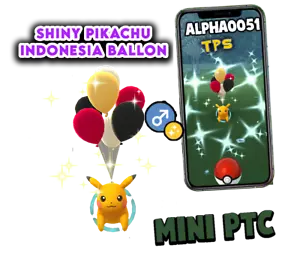 Shiny Pikachu Male Balloon Red Black Indonesia  - Mini PTC 80K Stardust - Picture 1 of 1