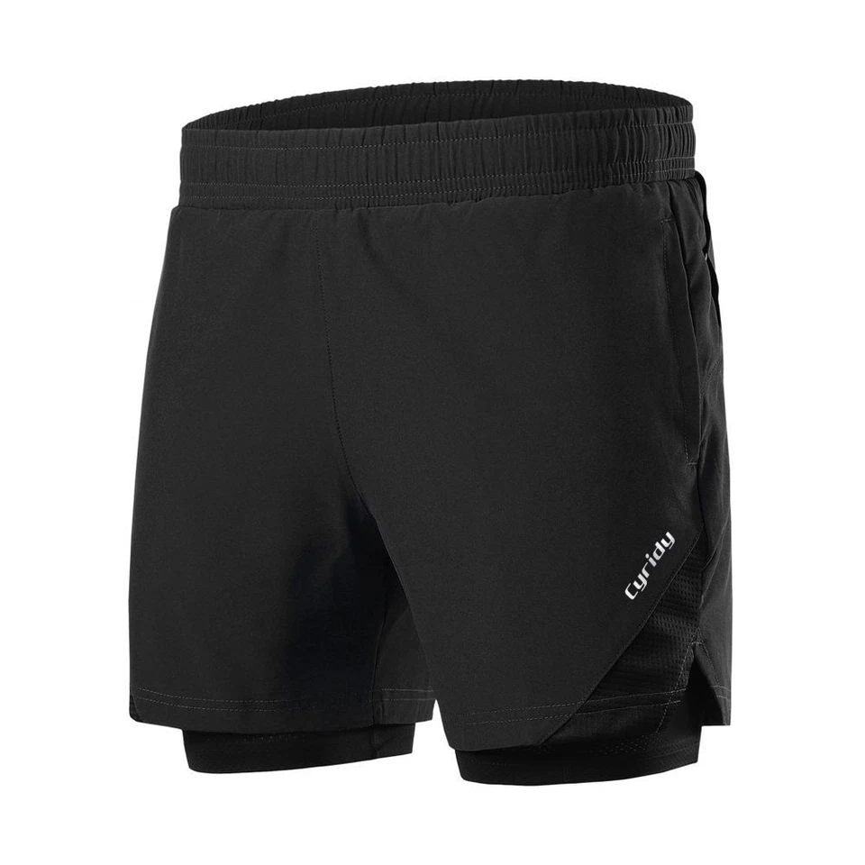 Mens Running Athletic Sports Mens 2 In 1 Shorts Breathable Gym Short with Pocket - Image 1 of 4