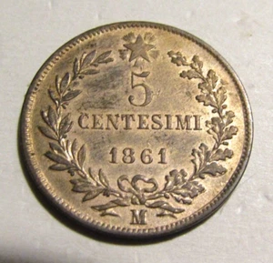 Italy 1861-M 5 Centesimi unc Coin - Picture 1 of 4