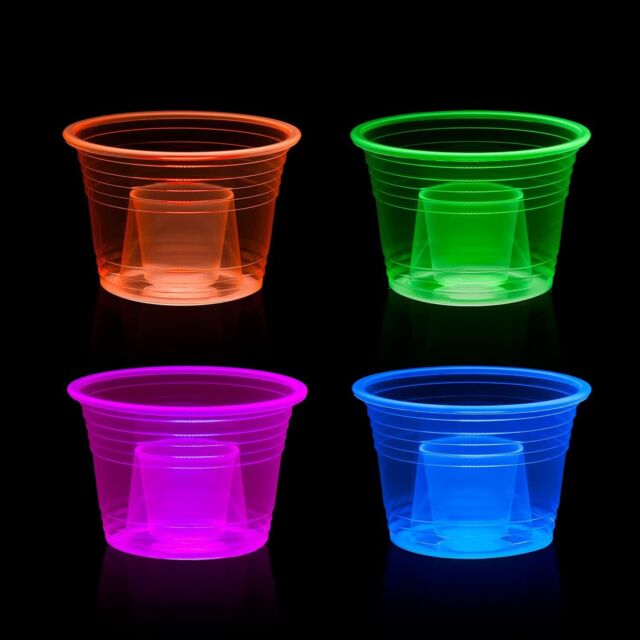 12oz Neon Assorted UV Blacklight Reactive Soft Plastic Glow Party Cups