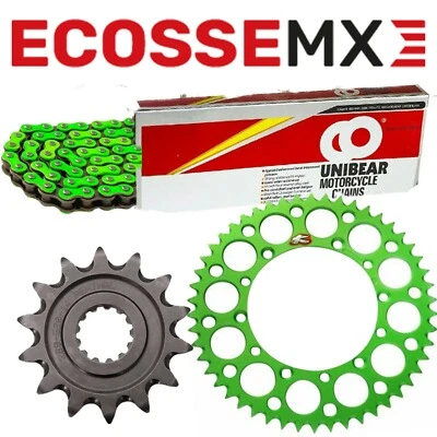 Kit de piñón verde Kawasaki KX500 87-04 verde Unibear verde resistente Renthal Foto 1 de 4
