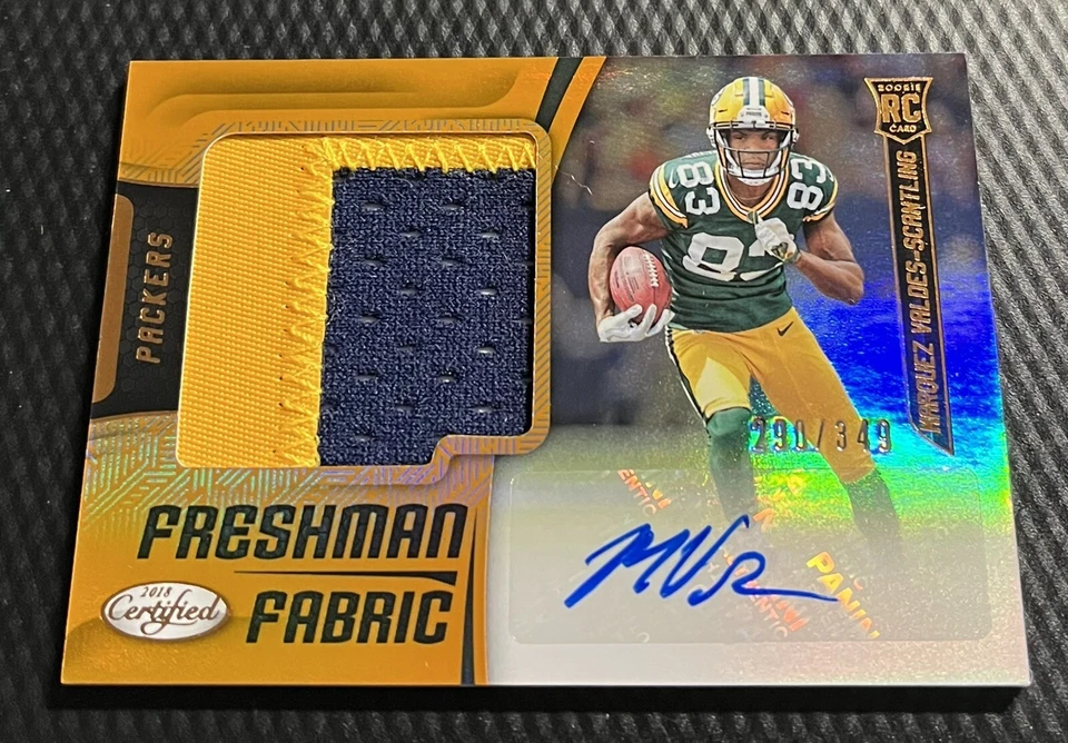 2018 Panini Certified Marquez Valdes Scantling MVS Freshman Fabric RPA Auto /349 - Image 1 of 3