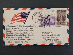 New Hampshire: Claremont 1940 Patriotic Cover, 197th & Captain Train Farewell - Picture 1 of 2