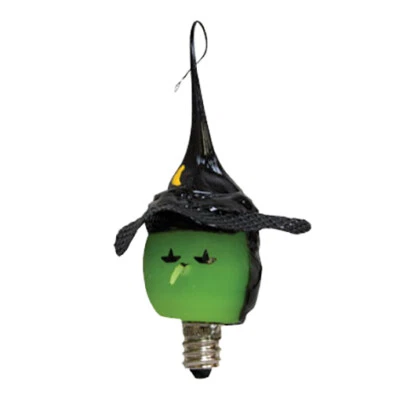 VICKI JEAN'S Witch Face With Hat Novelty Light Bulb - 3 Watt Silicone Dipped - Halloween