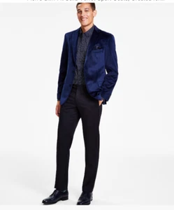 ALFANI Slim-Fit Samt Sport Mantel Herren Navy Gekerbtes Revers Größe 36 R - Bild 1 von 3