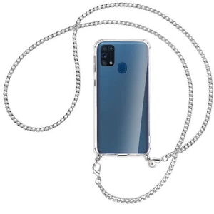 Cover con Corda per Samsung Galaxy M31 catena metallo col. argento Catena Cover - Foto 1 di 2