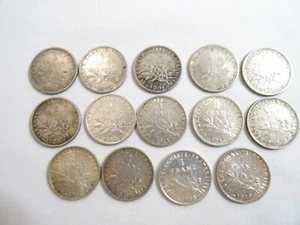 LOT 14 PIECES 1 F ARGENT SEMEUSE OLD COIN SILVER - Bild 1 von 11