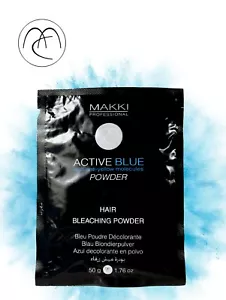 Active Blue Bleaching Bleach Powder Hair Lightener 50g with Anti Yellow MAKKI - Picture 1 of 2