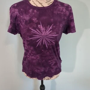 Vintage prAna 1990s Purple Tie Dye High Cut shirt Women's large - Picture 1 of 4