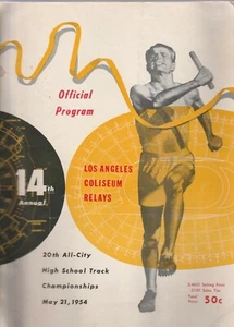 LOS ANGELES COLISEUM RELAYS AND HIGH SCHOOL TRACK CHAMPIONSHIPS 1954 PROGRAM - Picture 1 of 3