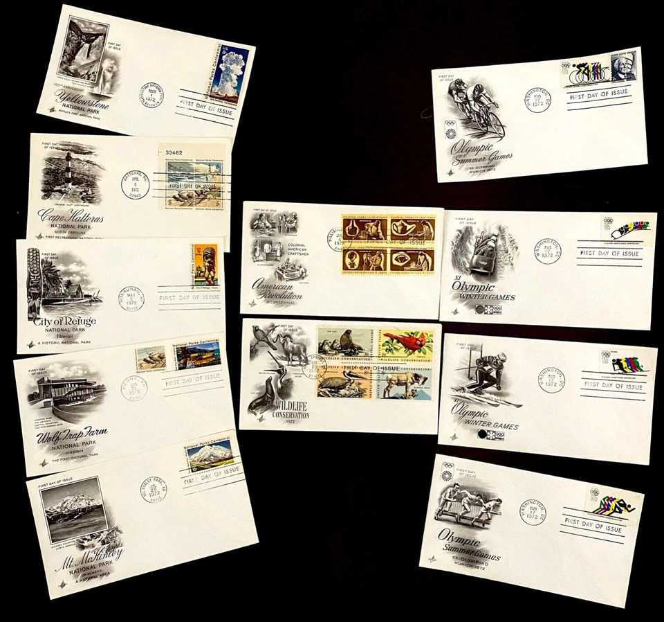 StampTLC US 1972 FDC National Parks Olympic Conservation Revolution Collection  - Image 1 of 1