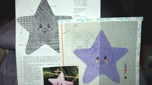 TWINKLES The Star Hand Painted Needlepoint Canvas w/ Instructions ~ LAVENDER - Picture 1 of 4