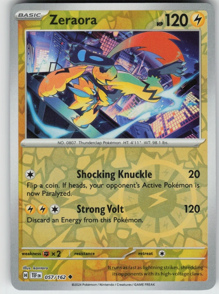 PO-01 Reverse Holo Zeraora 057/162 Uncommon SV05: Temporal Forces - Image 1 of 1