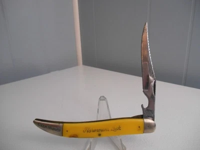 NAVAJA DE BOLSILLO VINTAGE CAMILLUS NEW YORK EE. UU. 5 PESCADORES SUERTE LINERLOCK Foto 1 de 4