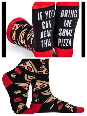 Bring Some Pizza 游戏袜黑色新奇玩家礼物(成人尺寸 3-12)2 双 — 第 1/4 张图片