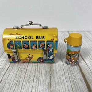 VTG 2001 Disney School Bus Lunchbox & Thermos Tin Hallmark Keepsake Ornament ✅ - Picture 1 of 14