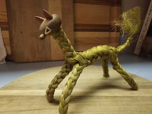 Vintage Teak And Rope Cat Figure - Picture 1 of 10