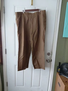Cibreo Mens Brown Linen Dress Pant Pleated Front Made Italy Inseam 28 L 40.5 W42 - Picture 1 of 9