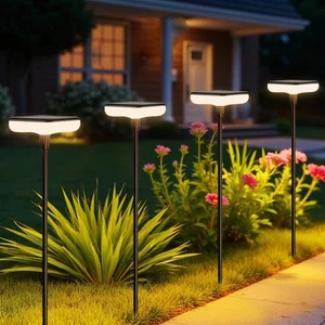 4 Pack Solar Garden Waterproof Lights Outdoor Landscape Pathway 30"Tall Ip65 - Picture 1 of 12