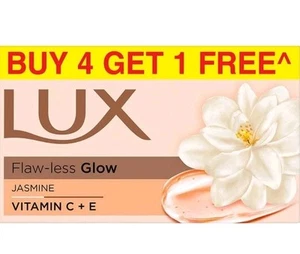 LUX JASMIN FLAW-LESS GLOW BATH SOAP BARS 5X 150g. With VITAMIN C+ E MEGA PACK - Picture 1 of 7
