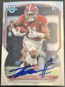 Traeshon Holden Signed Alabama 2022 Bowman Chrome U Rookie Card BAS Beckett - Picture 1 of 2
