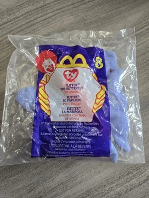FLUTTER the butterfly #8 2000 TY Teenie Beanie Babies McDonalds NEW in bag - Image 1 of 2