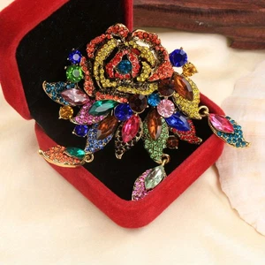 Baroque colorful tassel flower design men women brooch pin - Picture 1 of 7