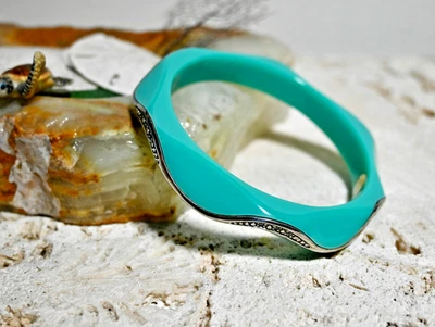 NUEVO BRAZALETE BRAZALETE MIRIAM ENSALAT Onda Turquesa RESINA Cristal Esterlina $255 Foto 1 de 4