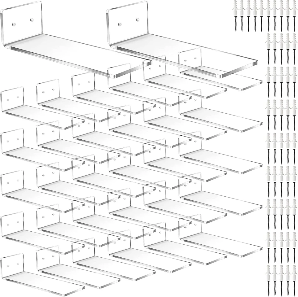 30 Pack Floating Acrylic Shoe Display Shelves Wall Mounted for Closet (Rectangul - Image 1 of 4
